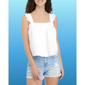 TRUE CRAFT Women’s Modern White Gauze Crop Tank Size L NWT